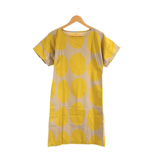 marimekko / mika piirainen cotton circle big dot dress | XS | yellow/beige | women's