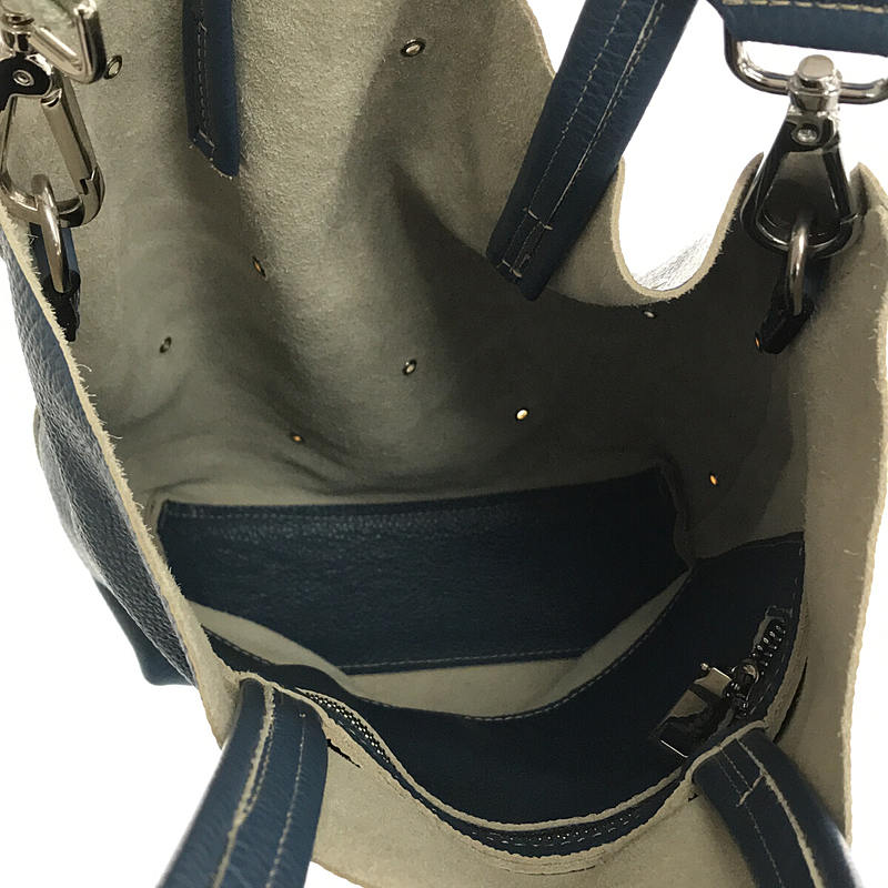 BAGOLO / バゴロ | イタリア製 2Way レザー ショルダートート バッグ ピンバッチ・保存袋付き | ブルー | レディース