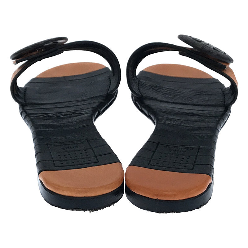 mina perhonen / ミナペルホネン | capanna カパンナ 家紋 レザーサンダル | 37 | ブラック/ブラウン | レディース