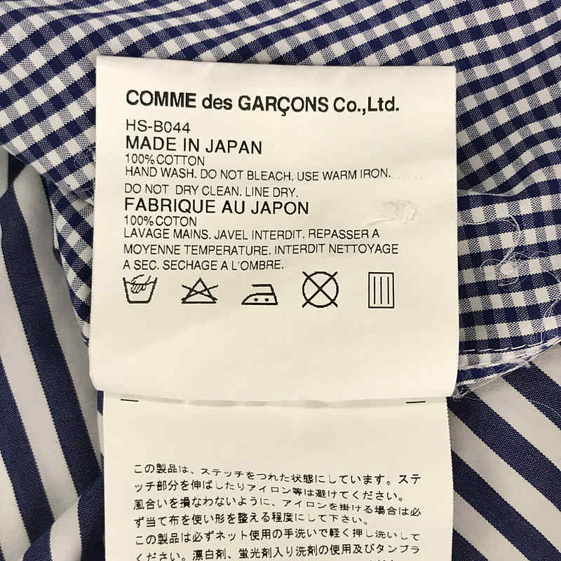 COMME des GARCONS HOMME / コムデギャルソンオム | 2007SS | ギンガムチェック ストライプ 切替 半袖シャツ | M  |