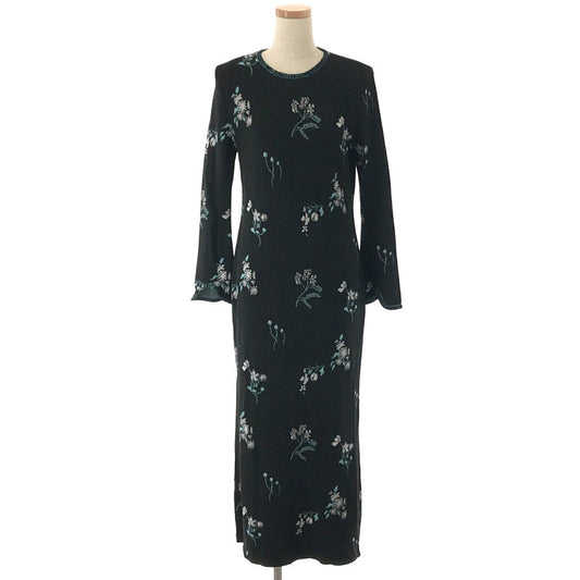 Mame Kurogouchi / マメクロゴウチ | 2022AW | Floral Jacquard Knitted Dress フローラル ジャガード ニット ドレス ワンピース | 2 | ブラック | レディース