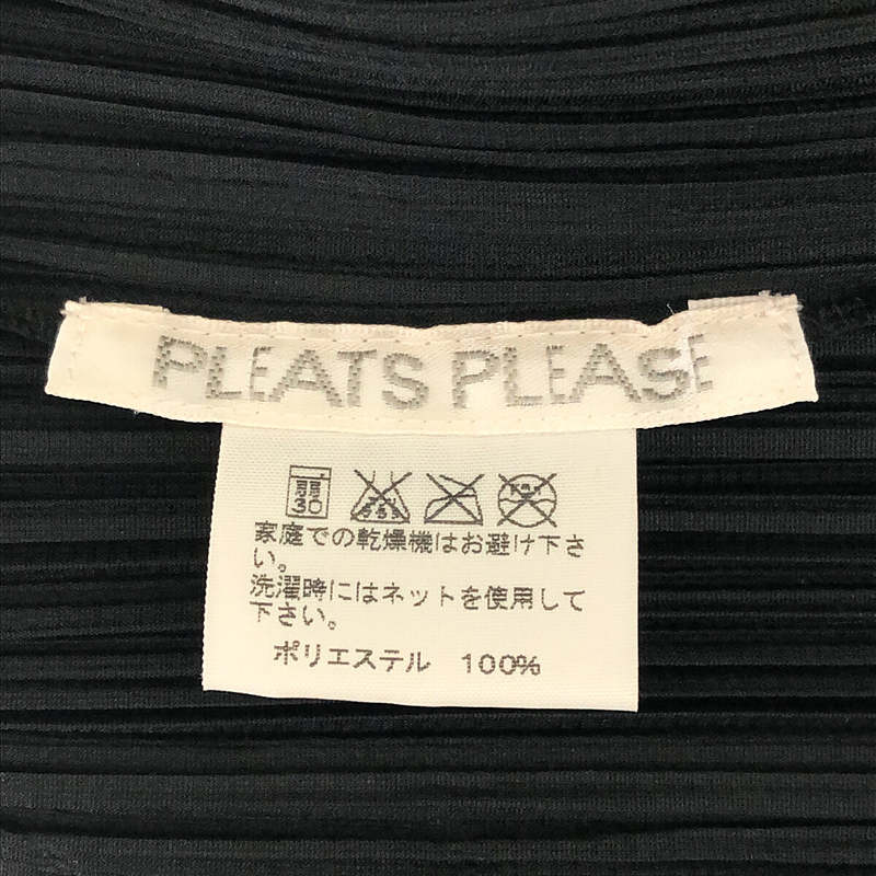 【美品】  PLEATS PLEASE ISSEY MIYAKE / プリーツプリーズイッセイミヤケ | リーフパッチ ステッチワーク レース切替 バイカラー ノースリーブ トップス タンクトップ | 3 | ブラック | レディース