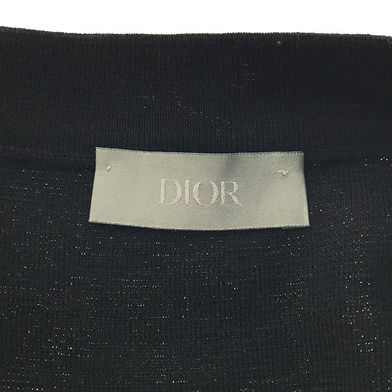 Dior homme / ディオールオム | ロゴパッチ付き ウール ハイゲージ ニット | XS | ブラック | メンズ