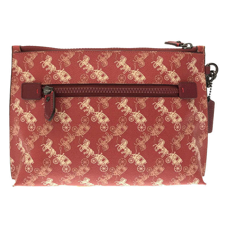 【美品】  COACH / コーチ | Charlie Varsity Stripe Printed Pouch ポーチ | レッド | レディース