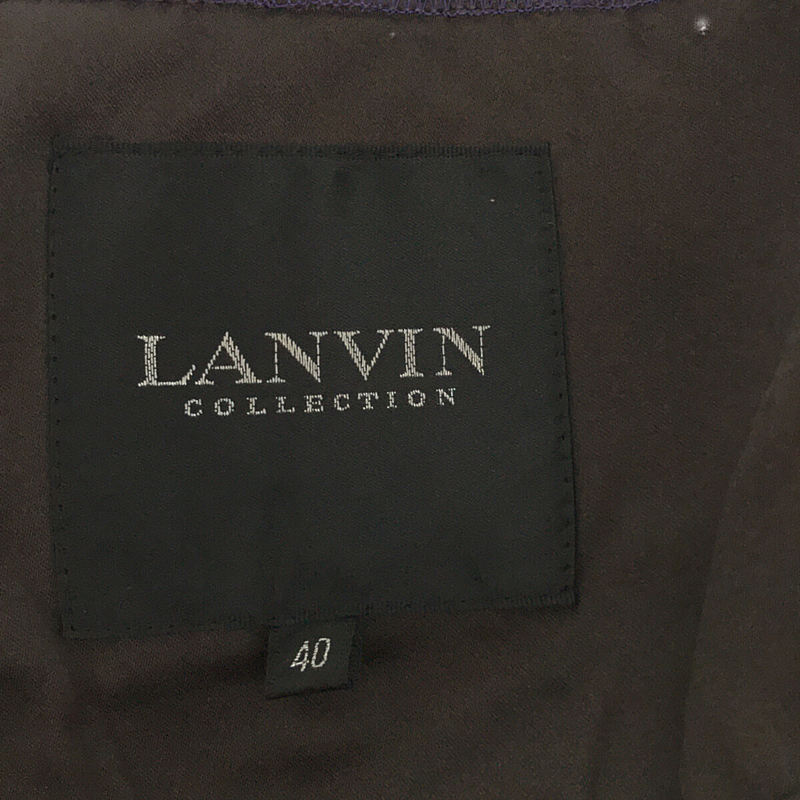 LANVIN COLLECTION / ランバンコレクション | LANVIN COLLECTION / ランバンコレクション コットン ナイロン  ストライプ 襟 ダーツ ノーカラー ジャケット | 40 |