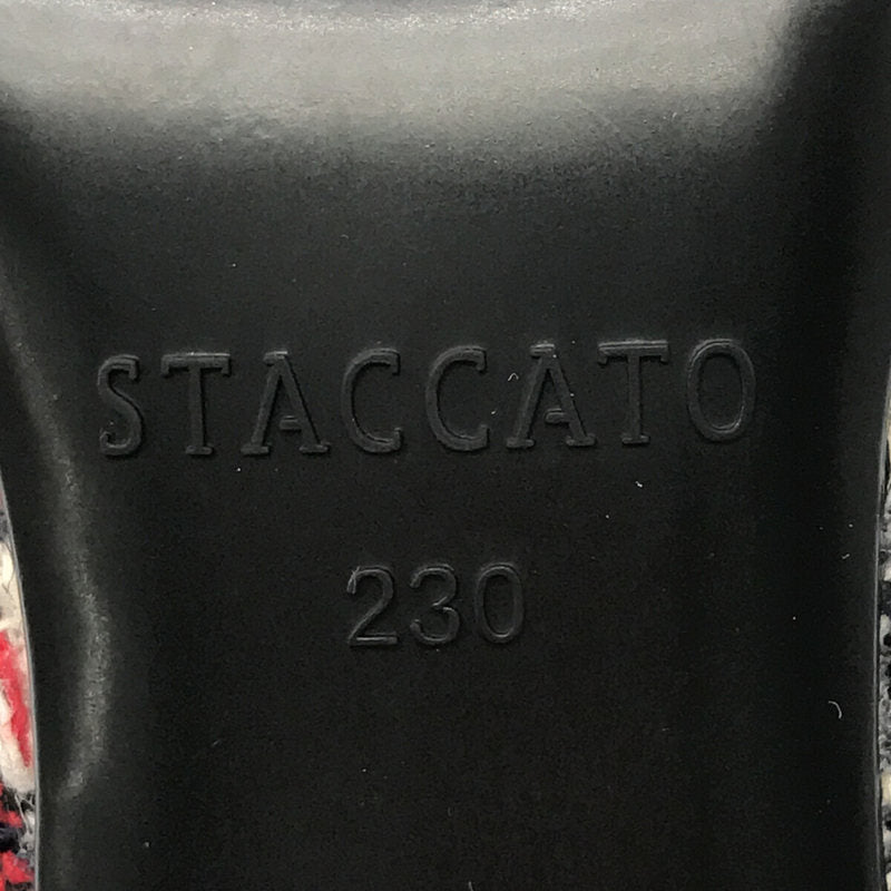 [狀況良好] STACCATO | STACCATO 粗花呢格紋尖頭高跟鞋（帶盒）|尺寸 23 |白色 / 海軍藍 / 紅色 |女性的