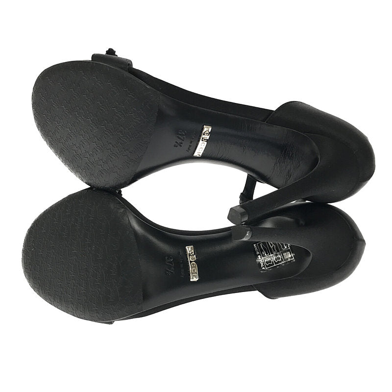 [狀況良好] GUCCI |絲帶水鑽踝帶高跟涼鞋 | 37 1/2 |黑色 |女性的