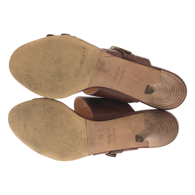 愛馬仕 |帶盒的皮革寬腰帶涼鞋/穆勒鞋 | 35 |布朗 |女性的