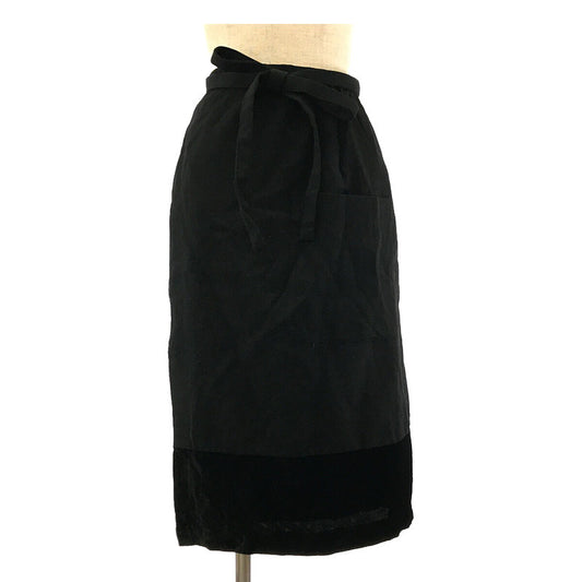 robe de chambre COMME des GARCONS / ローブドシャンブルコムデギャルソン | 90s~ AD1995 異素材 ウール ベロア 切替 ギャザー 巻き スカート |