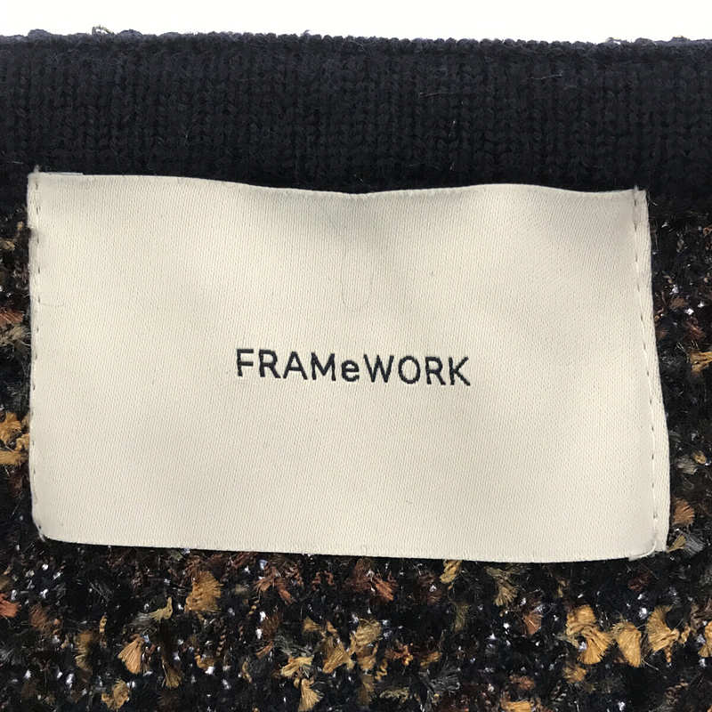Framework / フレームワーク | 2018AW | 金ボタン ミックス ツイード ウール ラメ ノーカラー ジャケット | F |