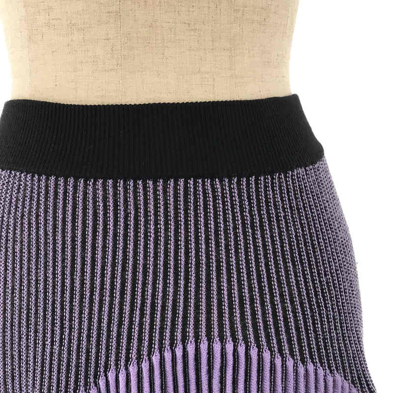 [狀況良好] MM6 Maison Margiela | 2020AW 帶標籤的意大利標誌棉質羅紋針織褶皺長裙 | S |黑色/紫色|女性的