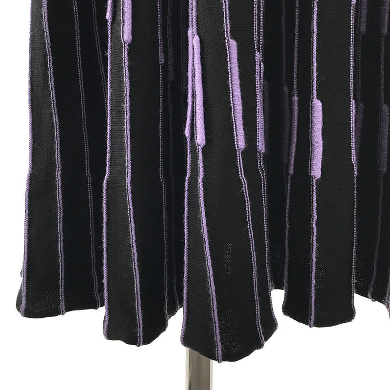 [狀況良好] MM6 Maison Margiela | 2020AW 帶標籤的意大利標誌棉質羅紋針織褶皺長裙 | S |黑色/紫色|女性的
