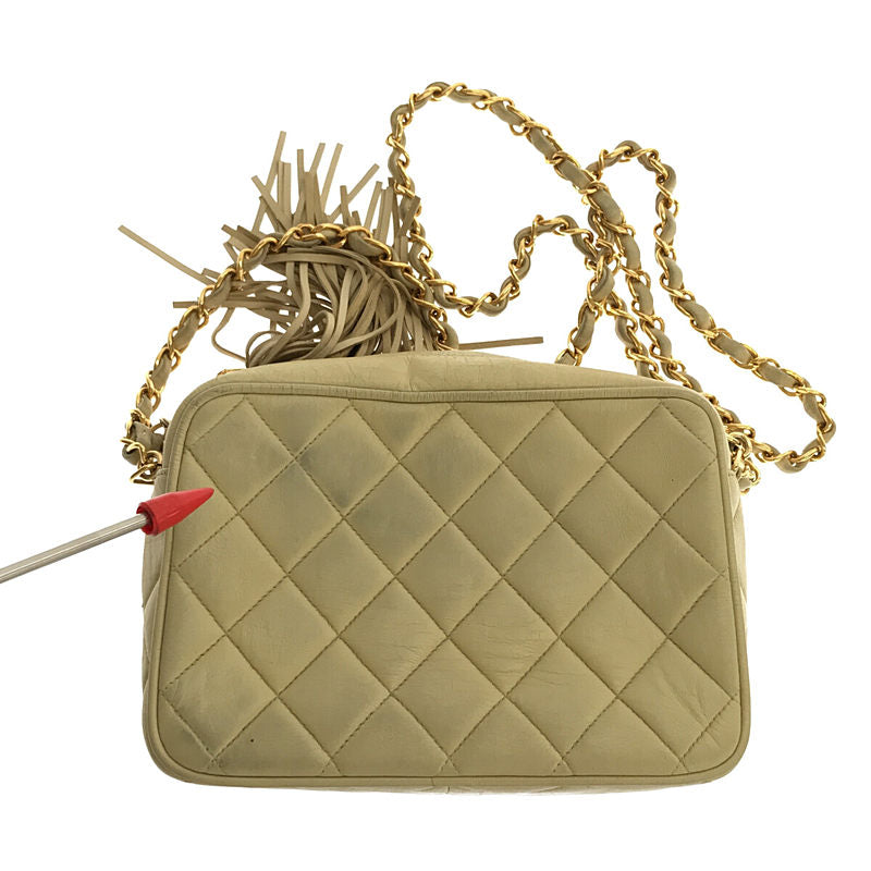 CHANEL / シャネル | 1990s ヴィンテージ オールド | マトラッセ タッセル付きショルダーバッグ | ベージュ | レディース