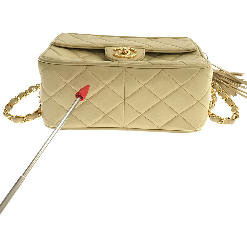 CHANEL / シャネル | 1990s ヴィンテージ オールド | マトラッセ タッセル付きショルダーバッグ | ベージュ | レディース