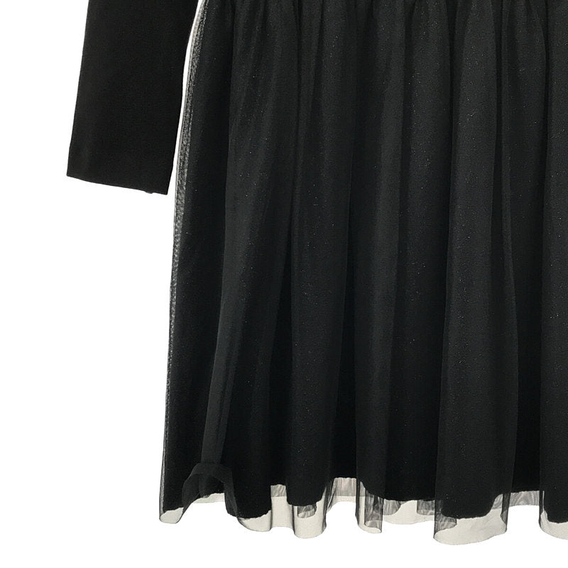BLUE LABEL CRESTBRIDGE / ブルーレーベル・クレストブリッジ | コンビネゾン ギャザー チュール 切替 ドレス ワンピース | 38 | ブラック | レディース