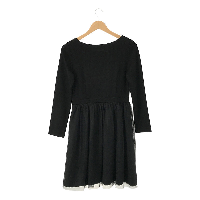 BLUE LABEL CRESTBRIDGE / ブルーレーベル・クレストブリッジ | コンビネゾン ギャザー チュール 切替 ドレス ワンピース | 38 | ブラック | レディース
