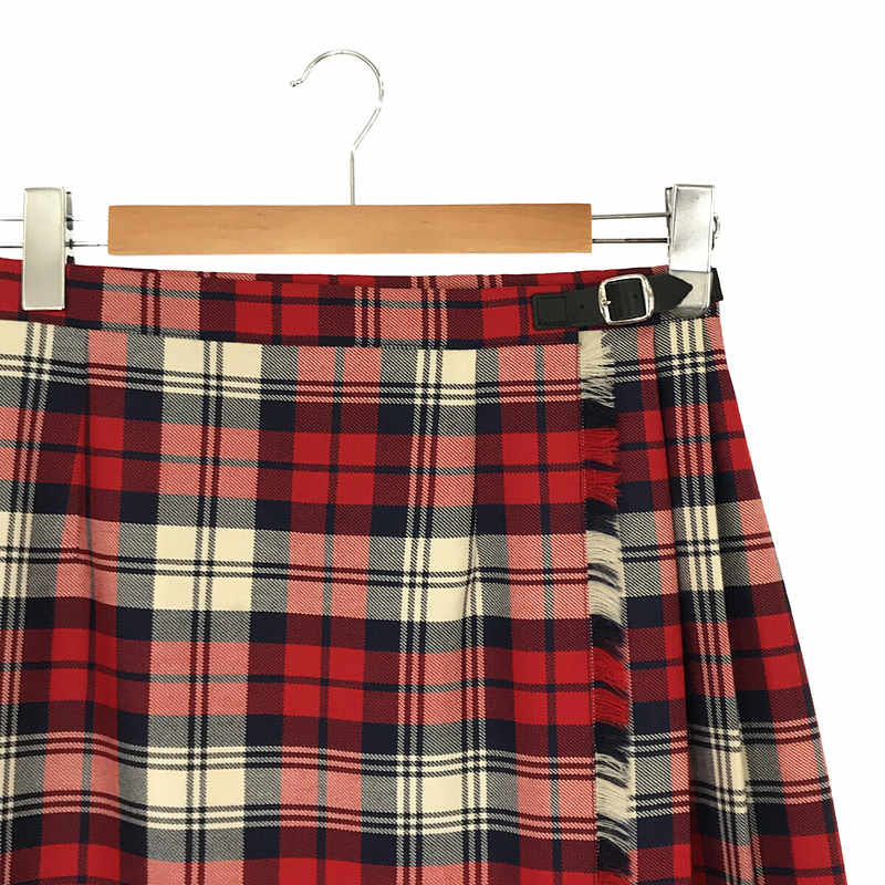【美品】  O'NEIL OF DUBLIN / オニールオブダブリン | チェック ラップ キルト ロング スカート 巻き red | 38 | レッド/ネイビー/ホワイト | レディース