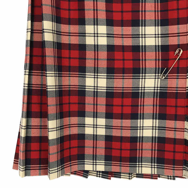 【美品】  O'NEIL OF DUBLIN / オニールオブダブリン | チェック ラップ キルト ロング スカート 巻き red | 38 | レッド/ネイビー/ホワイト | レディース