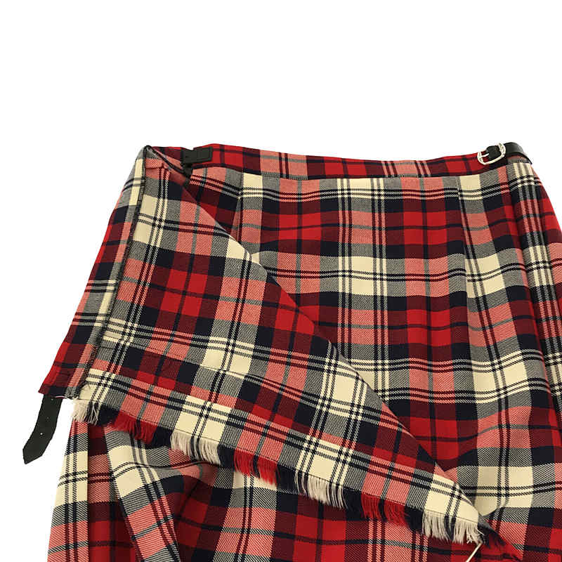 【美品】  O'NEIL OF DUBLIN / オニールオブダブリン | チェック ラップ キルト ロング スカート 巻き red | 38 | レッド/ネイビー/ホワイト | レディース
