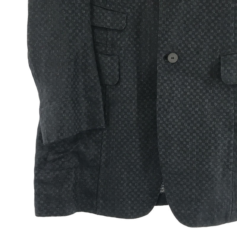 m's braque / m's black | Linen shadow gingham check 3B tailored jacket | 38 | Navy | Men's