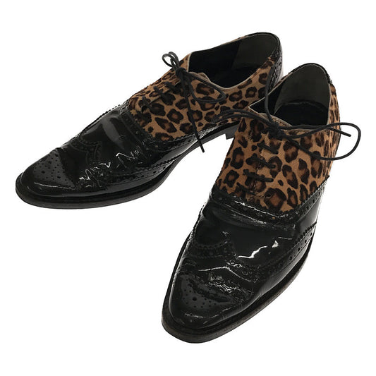 tricot COMME des GARCONS | Leopard print pony leather wingtip shoes | 22 1/2 | Black | Women's