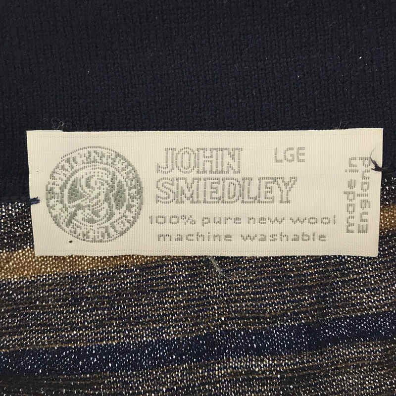 JOHN SMEDLEY / ジョンスメドレー | 英国製 旧タグ ウール ボーダー ハイゲージ ニット ポロシャツ |