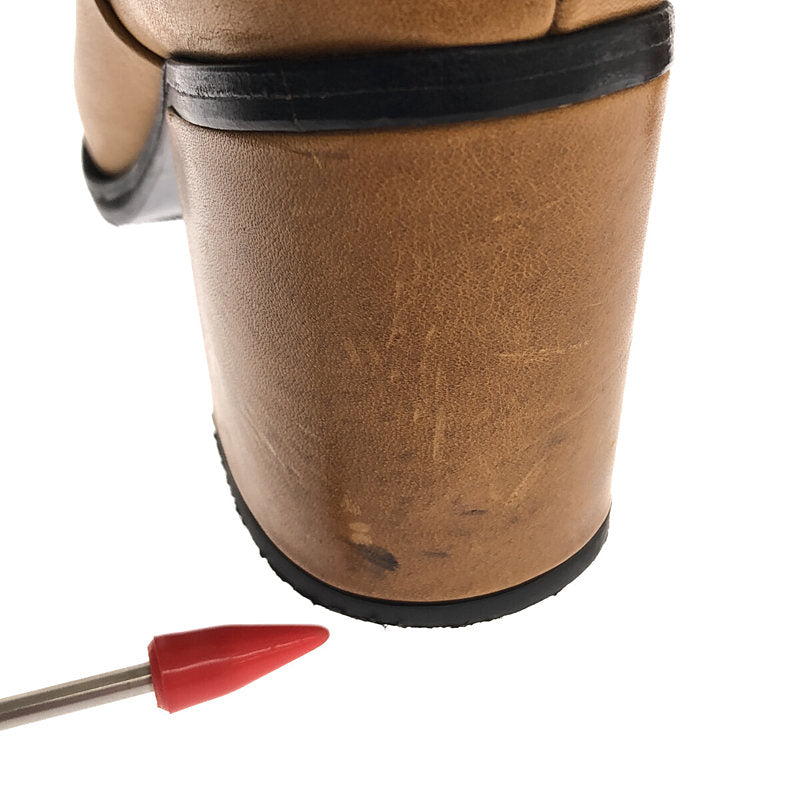 AALTO / 아르트 | 올 가죽 청키 힐 롱 부츠 | 35 | 카멜 | 여성