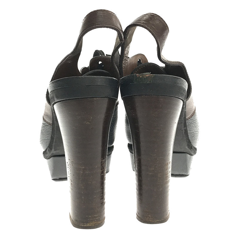 MARNI / 마르니 | 가죽 전환 레이스 업 펌프 | 블랙/브라운 | 여성