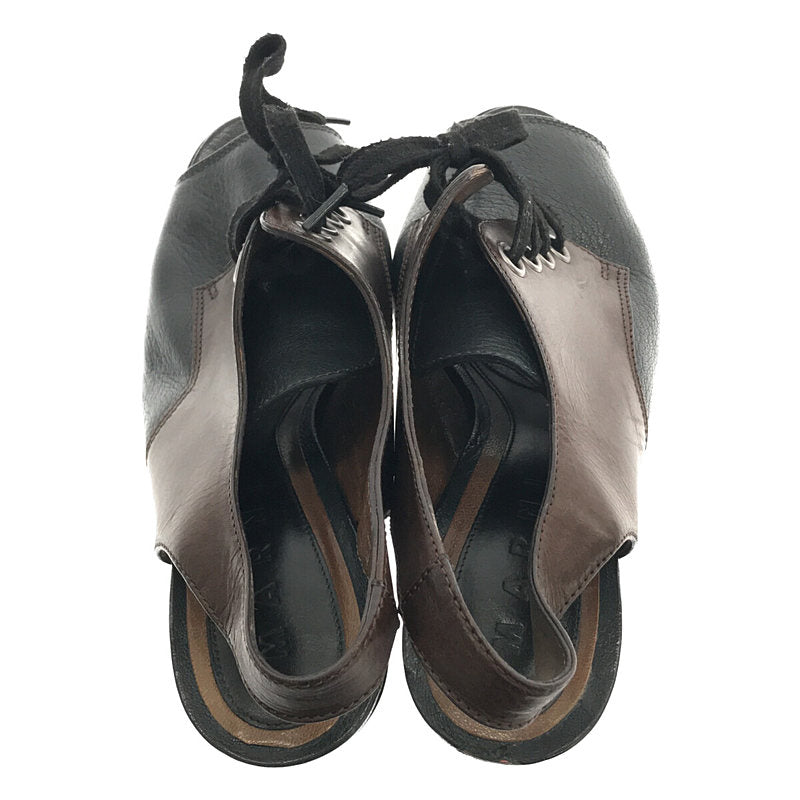 MARNI / 마르니 | 가죽 전환 레이스 업 펌프 | 블랙/브라운 | 여성