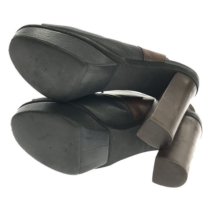 MARNI / 마르니 | 가죽 전환 레이스 업 펌프 | 블랙/브라운 | 여성