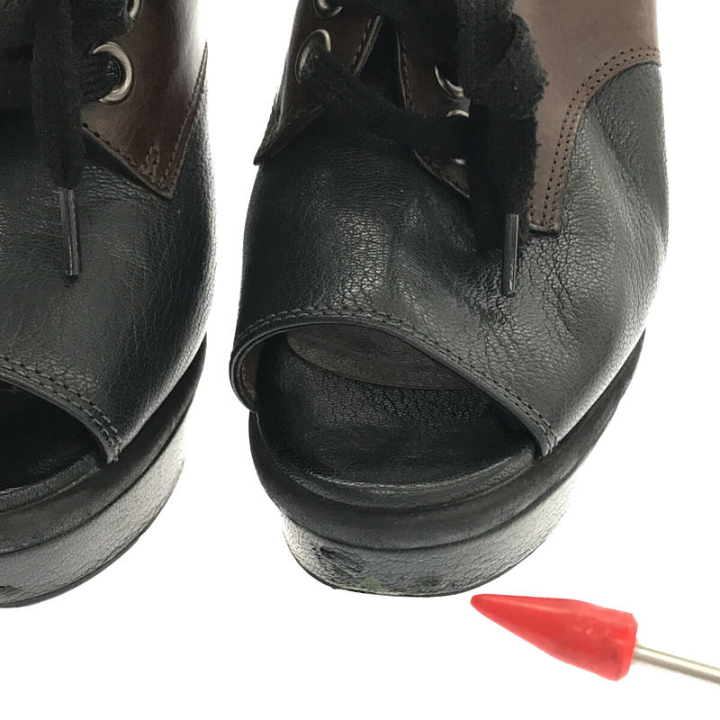 MARNI |皮革繫帶高跟鞋 |黑色/棕色|女性的