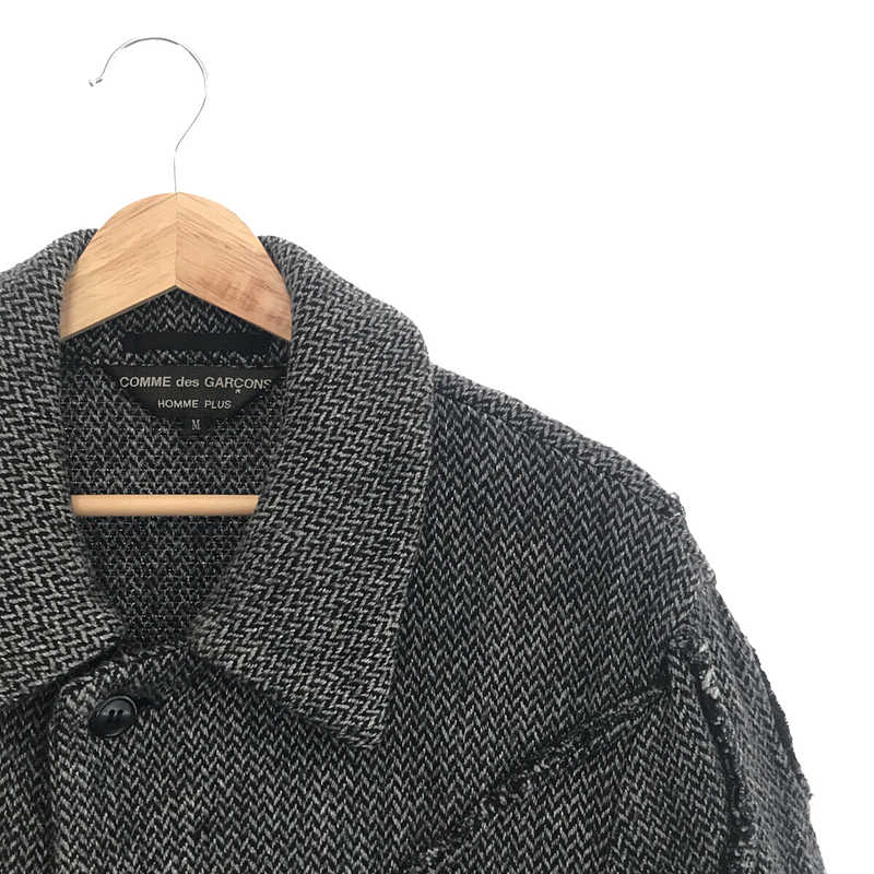 COMME des GARCONS HOMME PLUS / コムデギャルソンオムプリュス | 2003AW | カーブ 製品染め インサイドアウト  ツイード ステンカラーコート | M |