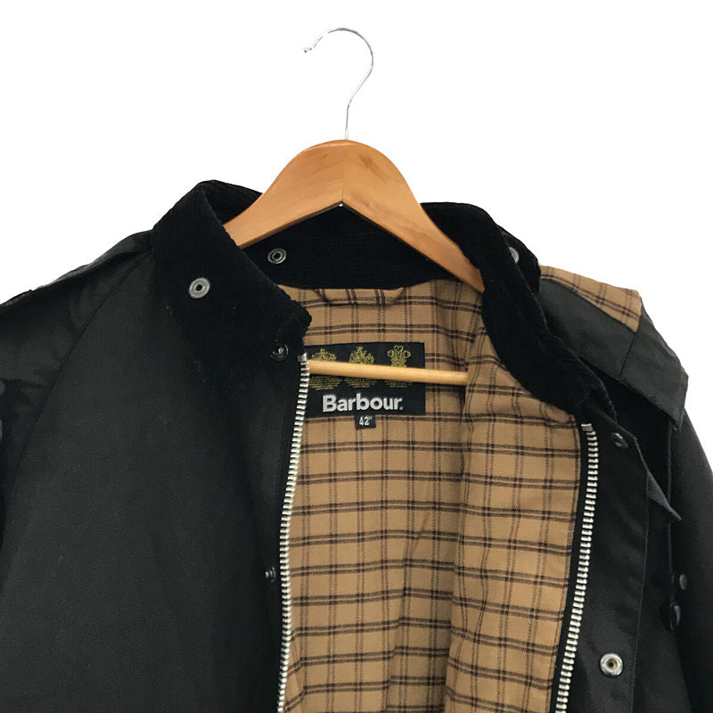 Barbour / バブアー | 2020AW | ROKU ロク 別注 HOODED TRANSPORT JACKET オイルドワックスコットン  ピンバッチ付き | 42 | ブラック | レディース