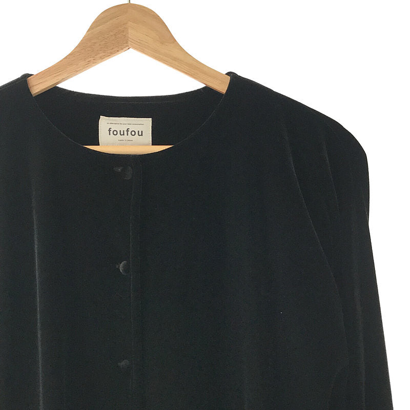 【美品】  foufou / フーフー | THE DRESS #25 velour button blouse ベロア ボタンブラウス | ブラック | レディース
