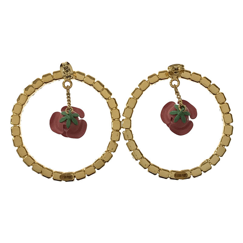 [狀況良好] PAMEO POSE |玫瑰圖案 Bijou 雙耳耳環，含盒子 |金色/藍色|女性的