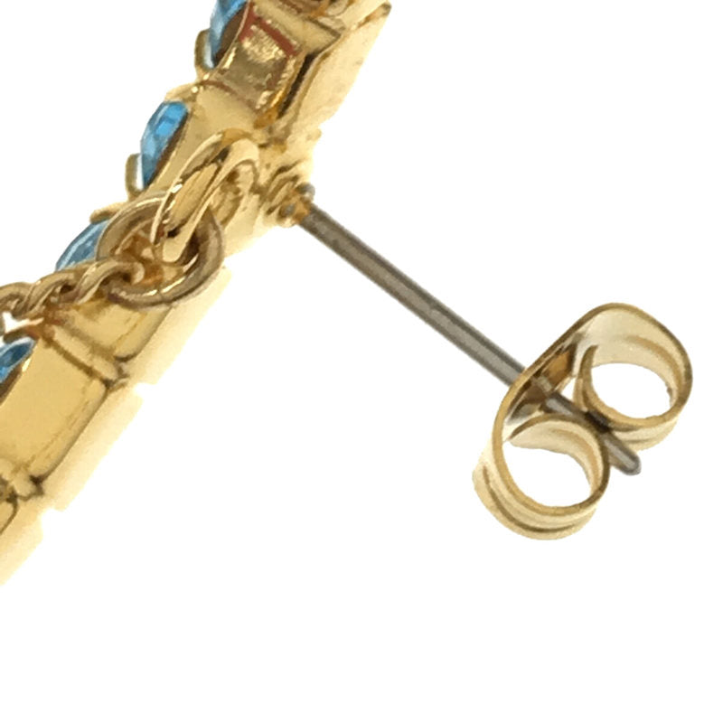 [狀況良好] PAMEO POSE |玫瑰圖案 Bijou 雙耳耳環，含盒子 |金色/藍色|女性的