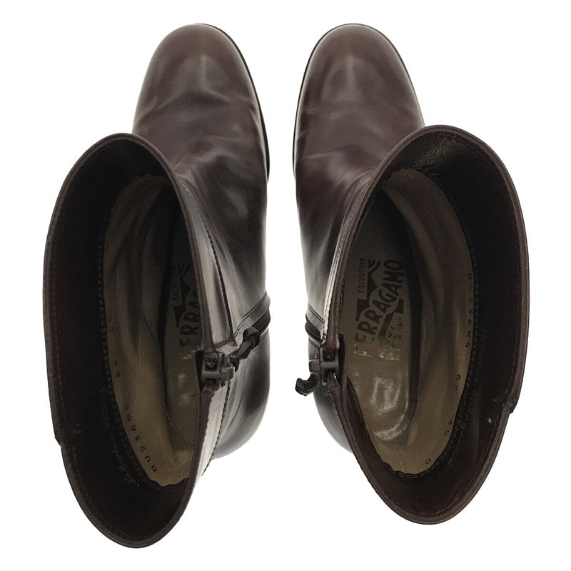 靴超軽量❤️Ferragamo 5C/22.5cm ハーフブーツ カーフ ブラック黒