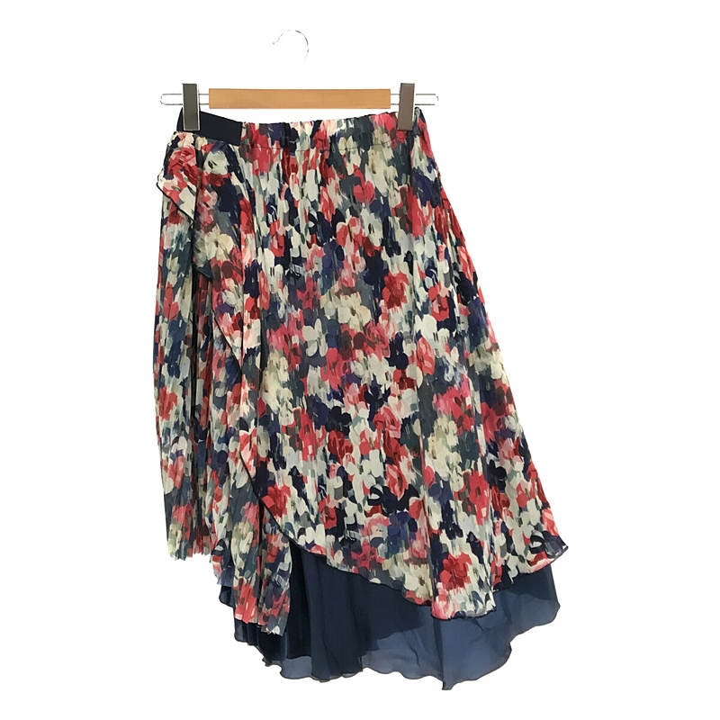 【美品】  Harikae / ハリカエ | 2020SS | フラワー プリント レイヤード プリーツ フレア ロング スカート Look使用 | XS | マルチカラー | レディース