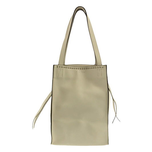 J&amp;M DAVIDSON | Leather Mini Bell Studded Tote Bag with Dust Bag | White | Women's