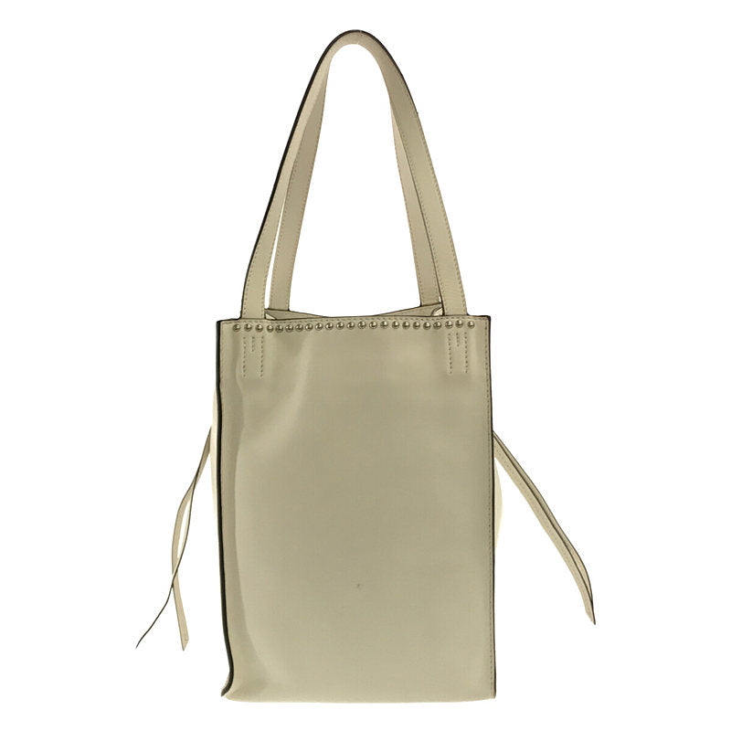 J&amp;M DAVIDSON | Leather Mini Bell Studded Tote Bag with Dust Bag | White | Women's