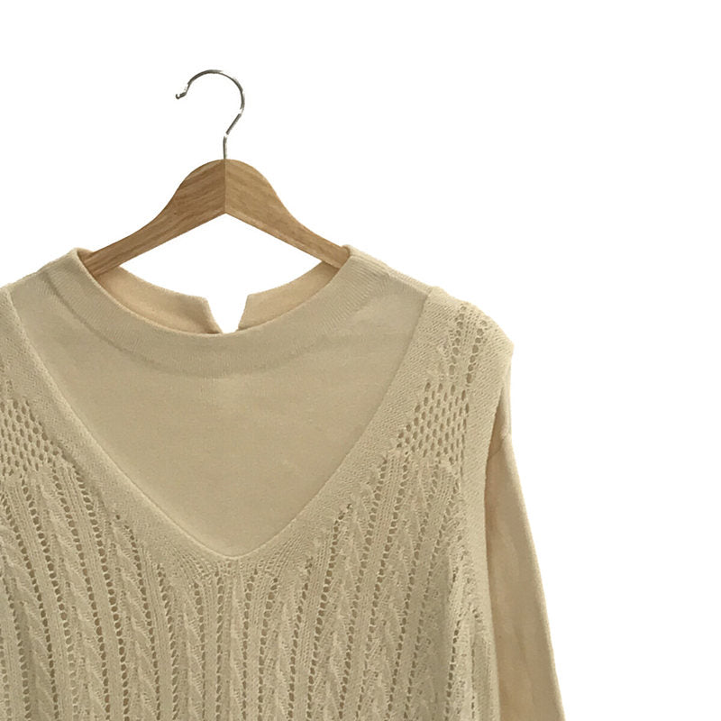 Spick and Span / 스픽 앤 스팬 | 2020SS | 워터 마크 패턴 레이어드 니트 원피스 | F | 자연 | 여성